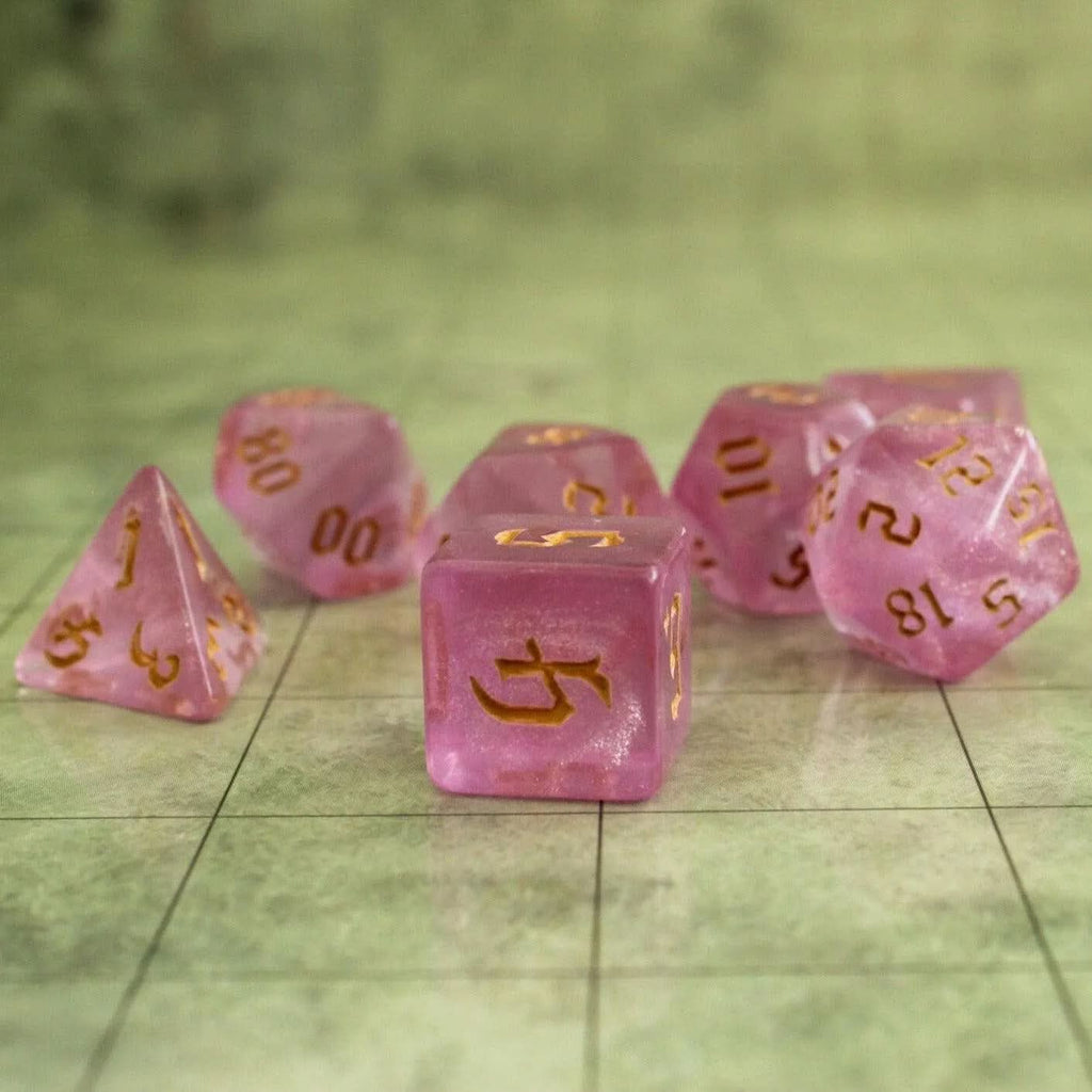 Sparkle Pink DnD Dice Set Mystery Dice Goblin