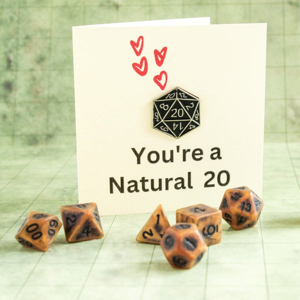 DnD You're a Natural 20 Romance Love Card | Dungeons and Dragons Card | DnD Card | DnD Present | DnD Love | DnD Gift
