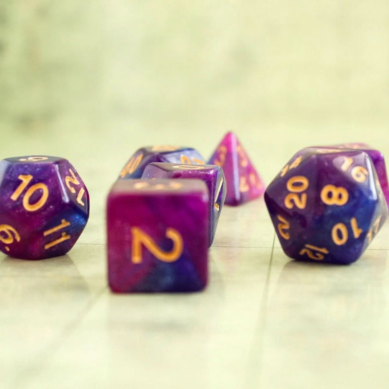 Pink and Purple Galaxy Dice Set
