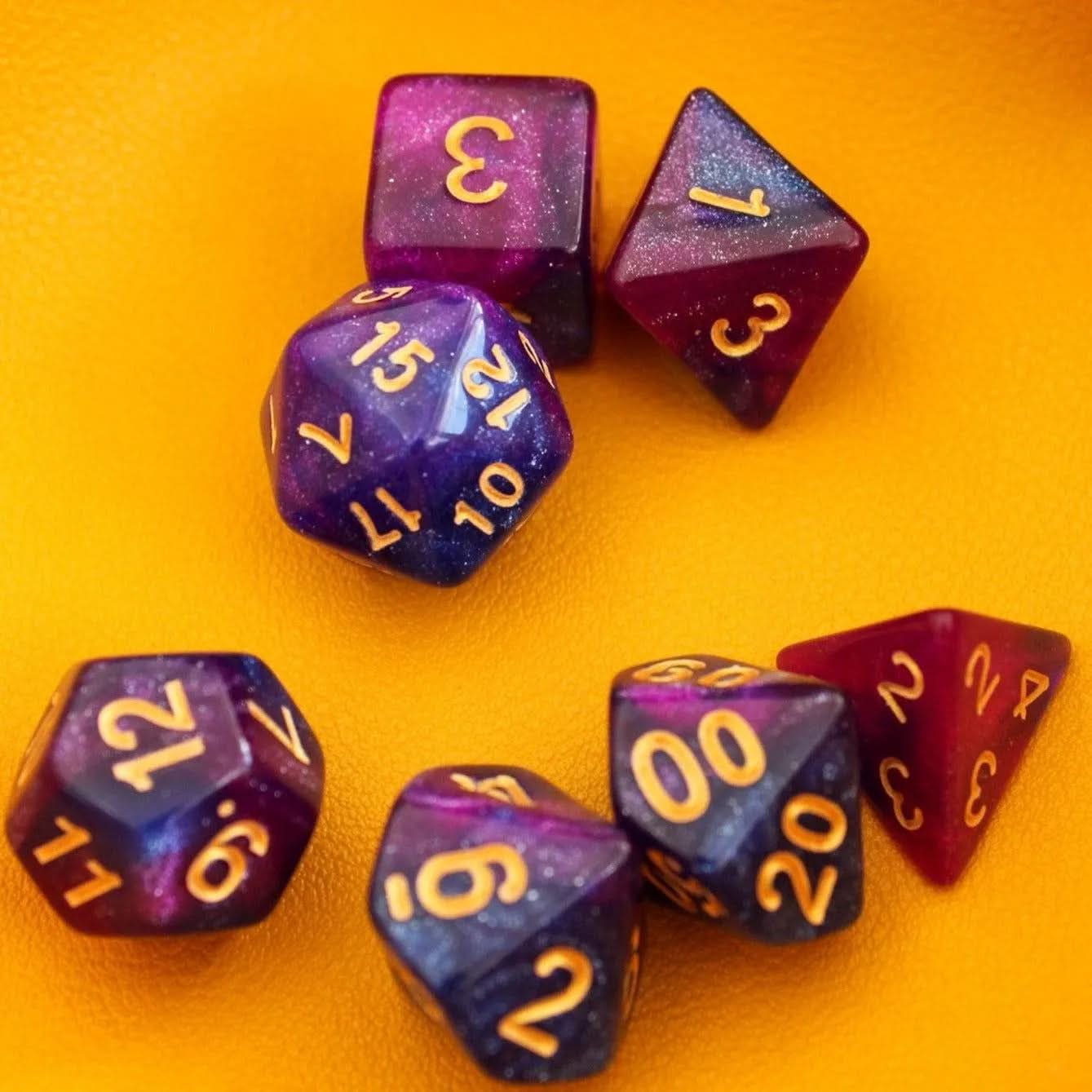 Slush-puppy Sparkle Purple Dice | TTRPG  Dice | Two-Tone Dice | Spellcaster Dice