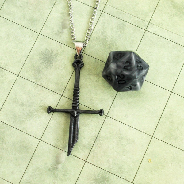 D&D Broken Sword Necklace - RPG Fantasy Gift DND