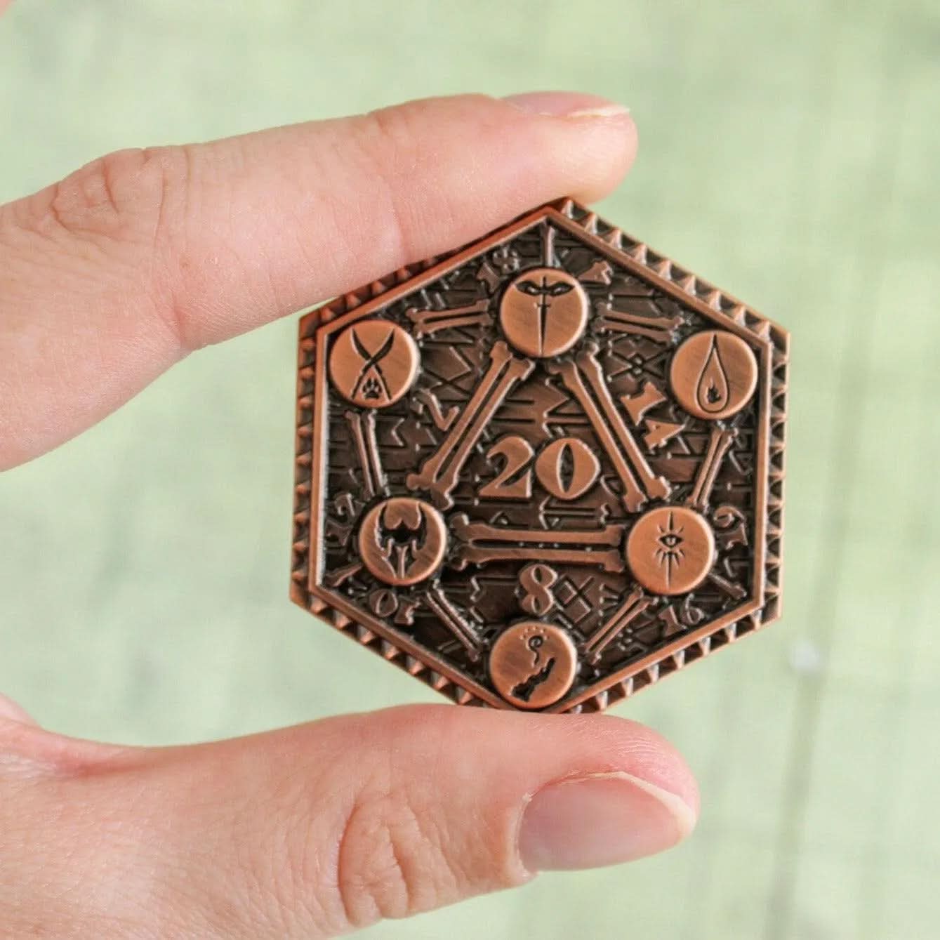 Bronze Polished D2 Dnd Classes Coin | TTRPG Coin for Dungeons & Dragons DnD Pathfinder | Gaming Accessory
