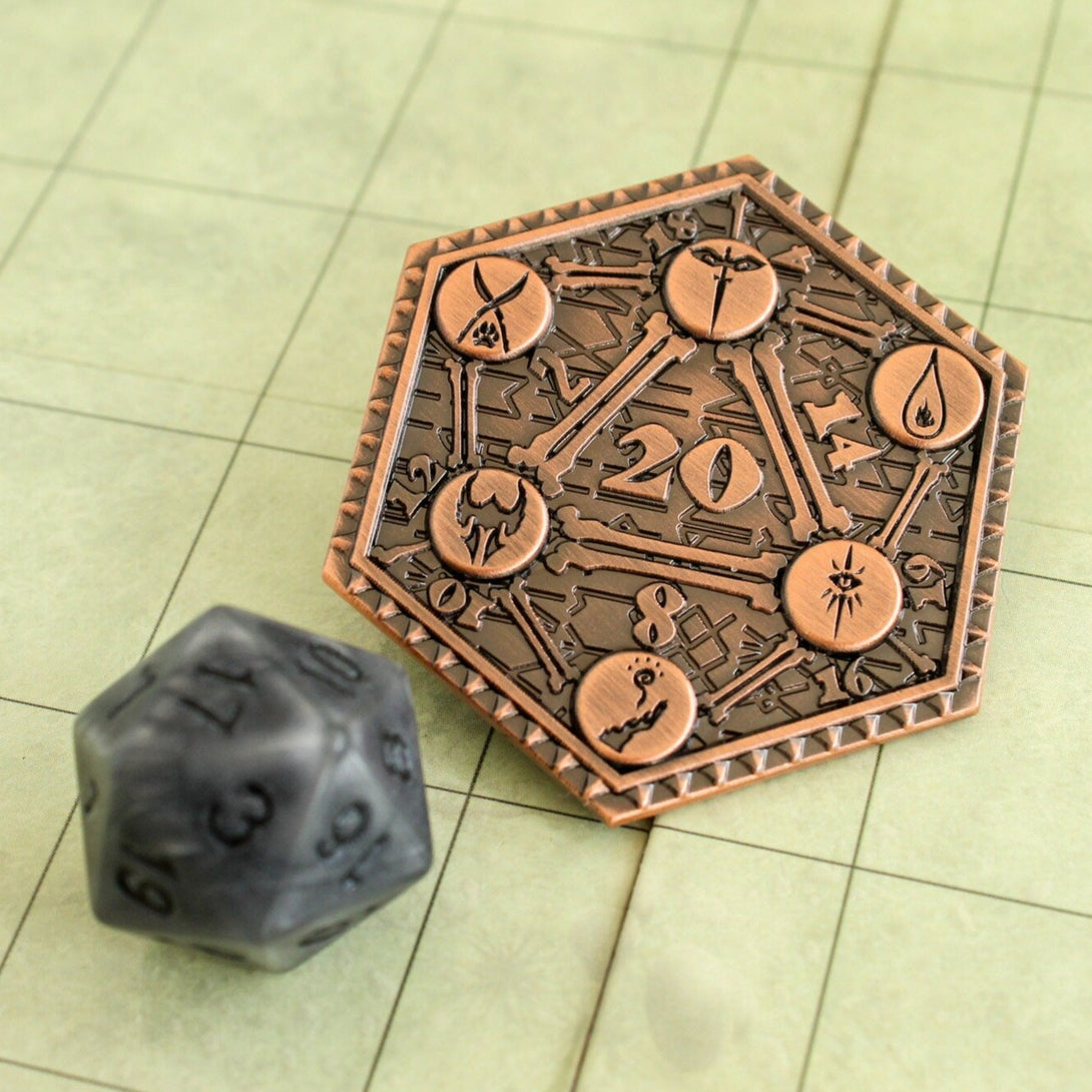 Bronze Polished D2 Dnd Classes Coin | TTRPG Coin for Dungeons & Dragons DnD Pathfinder | Gaming Accessory
