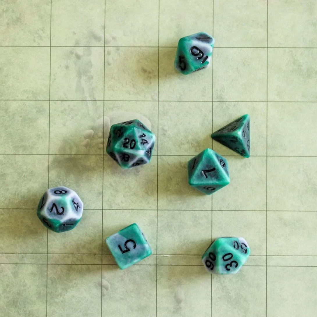 Archaic Green DnD Dice Set | Dungeons and Dragons Blue Dice (7) | Polyhedral Dice