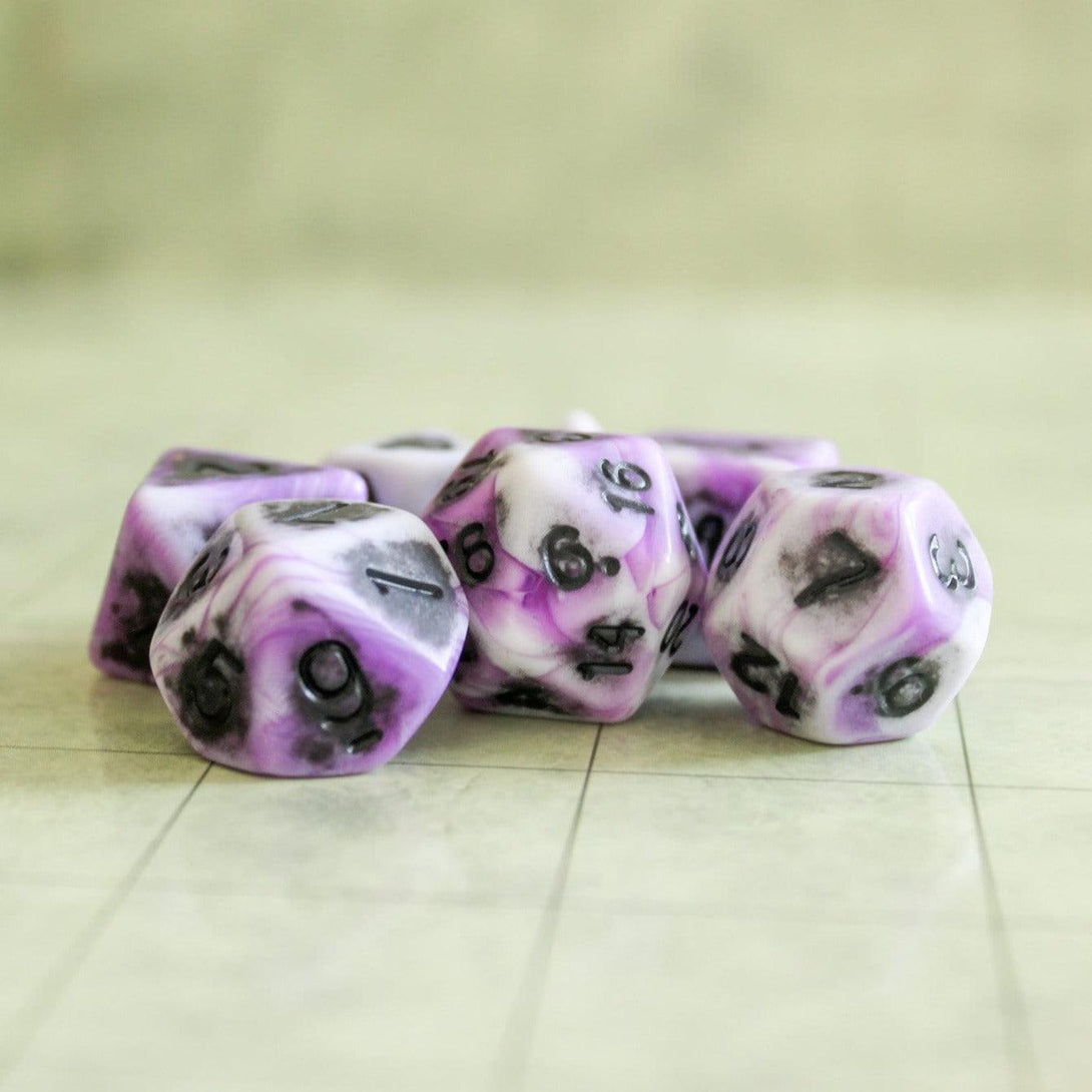 Archaic Purple DnD Dice Set | Dungeons and Dragons Purple Dice (7) | Polyhedral Dice