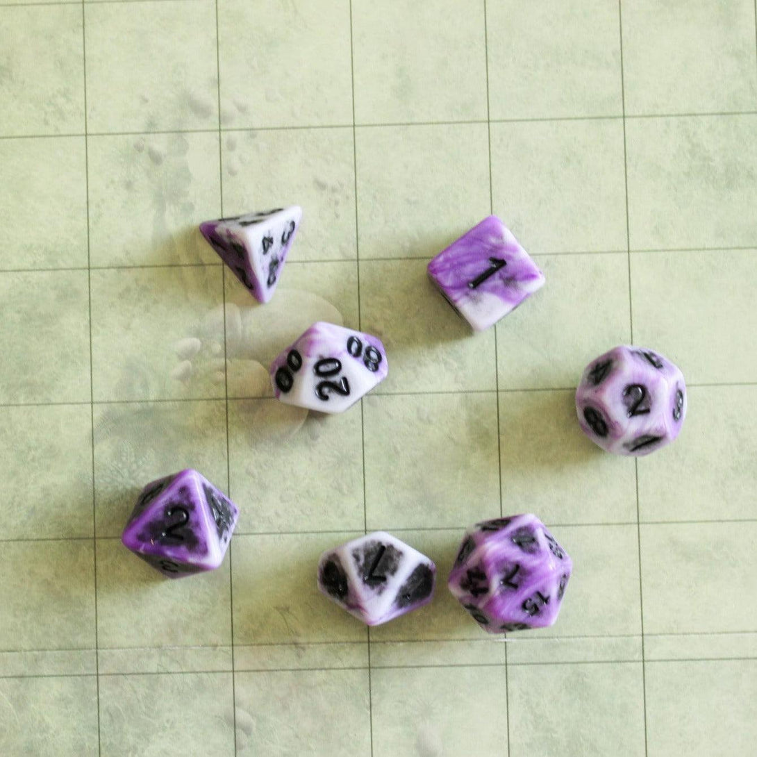 Archaic Purple DnD Dice Set | Dungeons and Dragons Purple Dice (7) | Polyhedral Dice