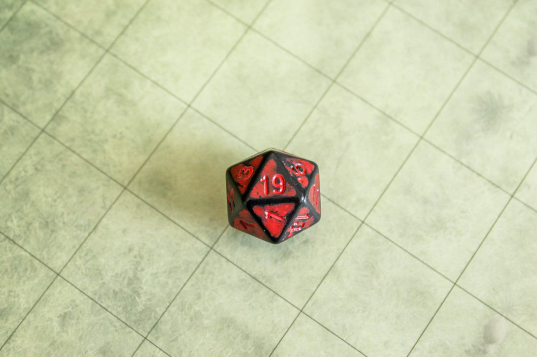 Archaic Red and Black DnD Dice Set | Dungeons and Dragons Red Dice (7) | Polyhedral Dice