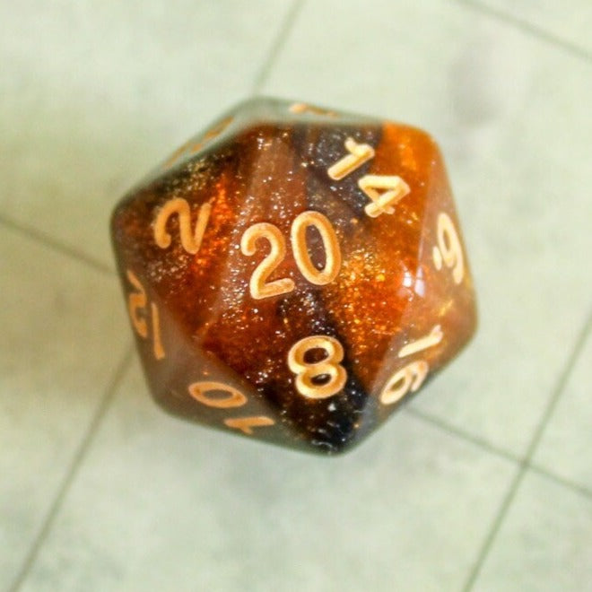 Mermaid Orange and Black DnD Dice Set | Dungeons and Dragons Dice (7) | Polyhedral Dice