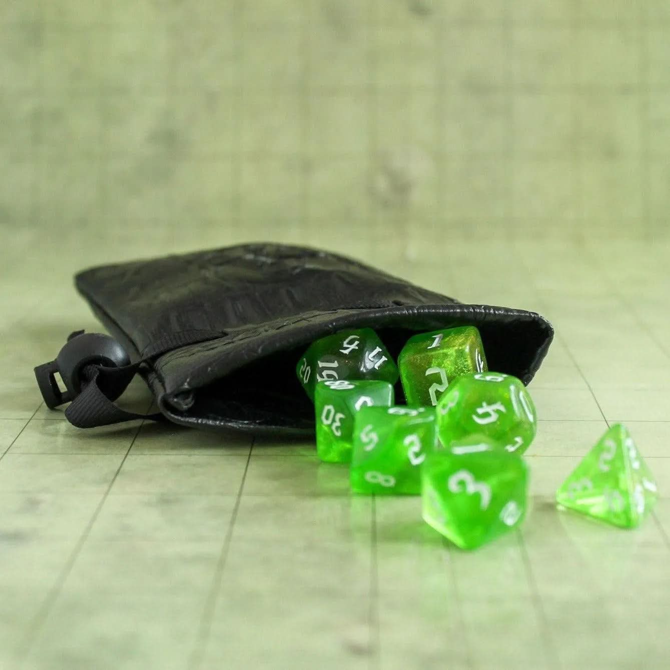 DND Black Skull Dice Bag | Snake Skin Effect | Black PU Leather | D&D Dice Bag | Pathfinder, Dungeons and Dragons, Tabletop Games