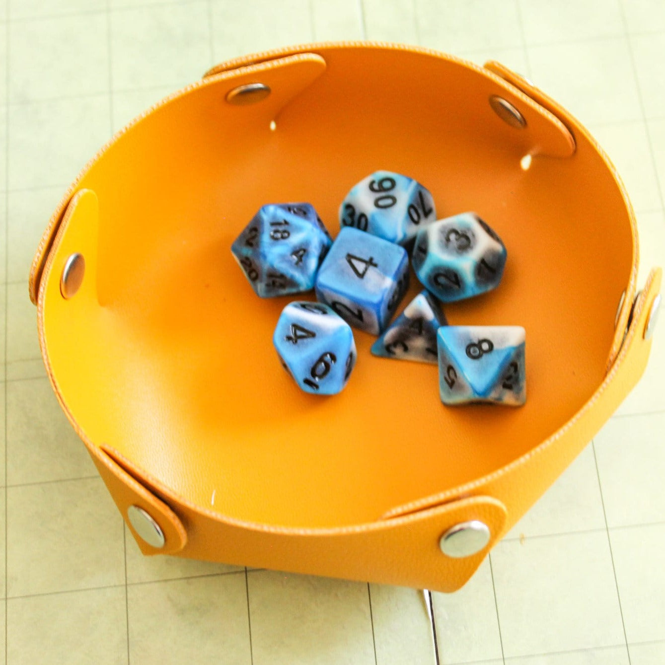 Archaic Blue DnD Dice Set | Dungeons and Dragons Blue Dice (7) | Polyhedral Dice