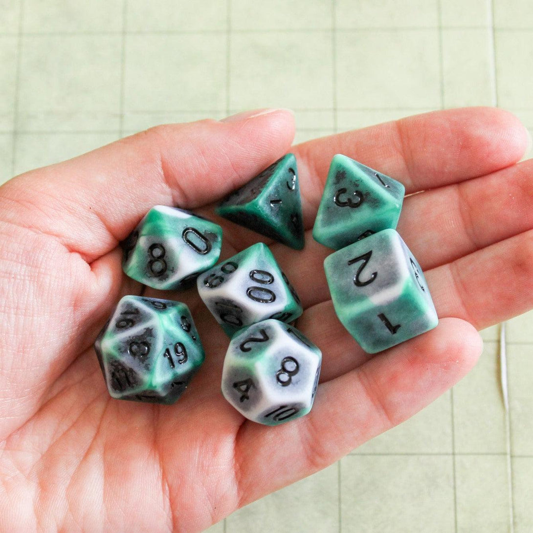 Archaic Green DnD Dice Set | Dungeons and Dragons Blue Dice (7) | Polyhedral Dice