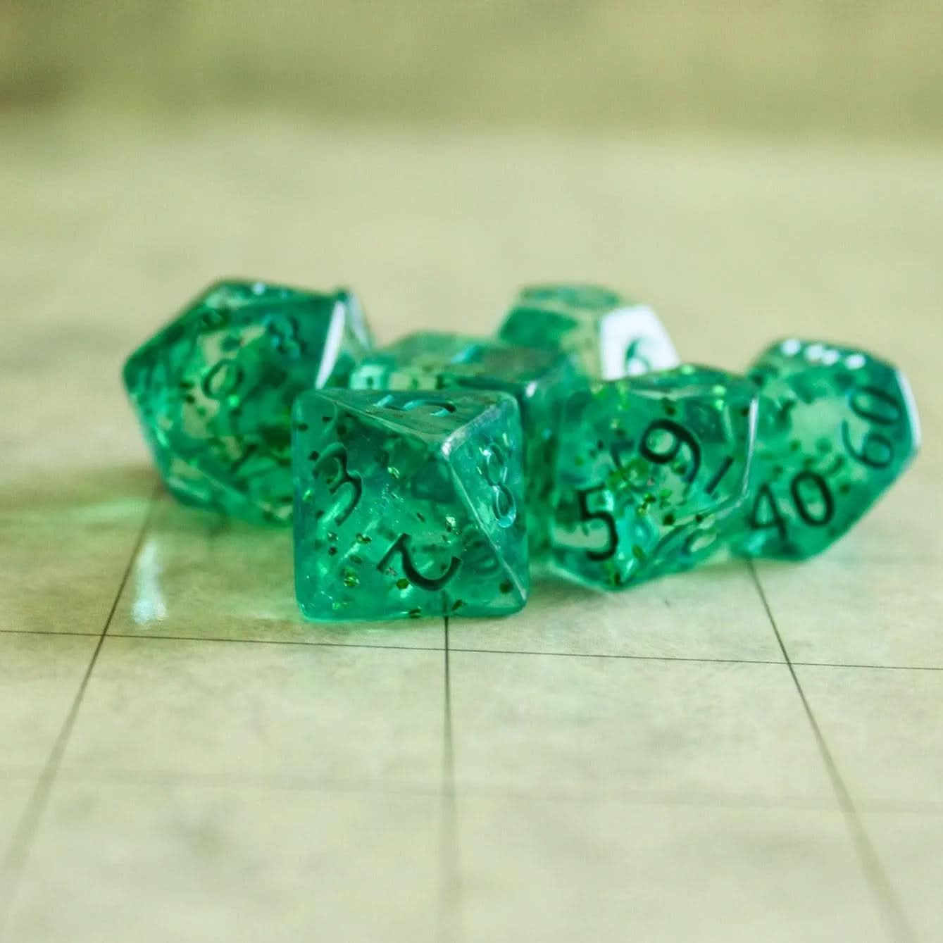 Green Glint Dice Set