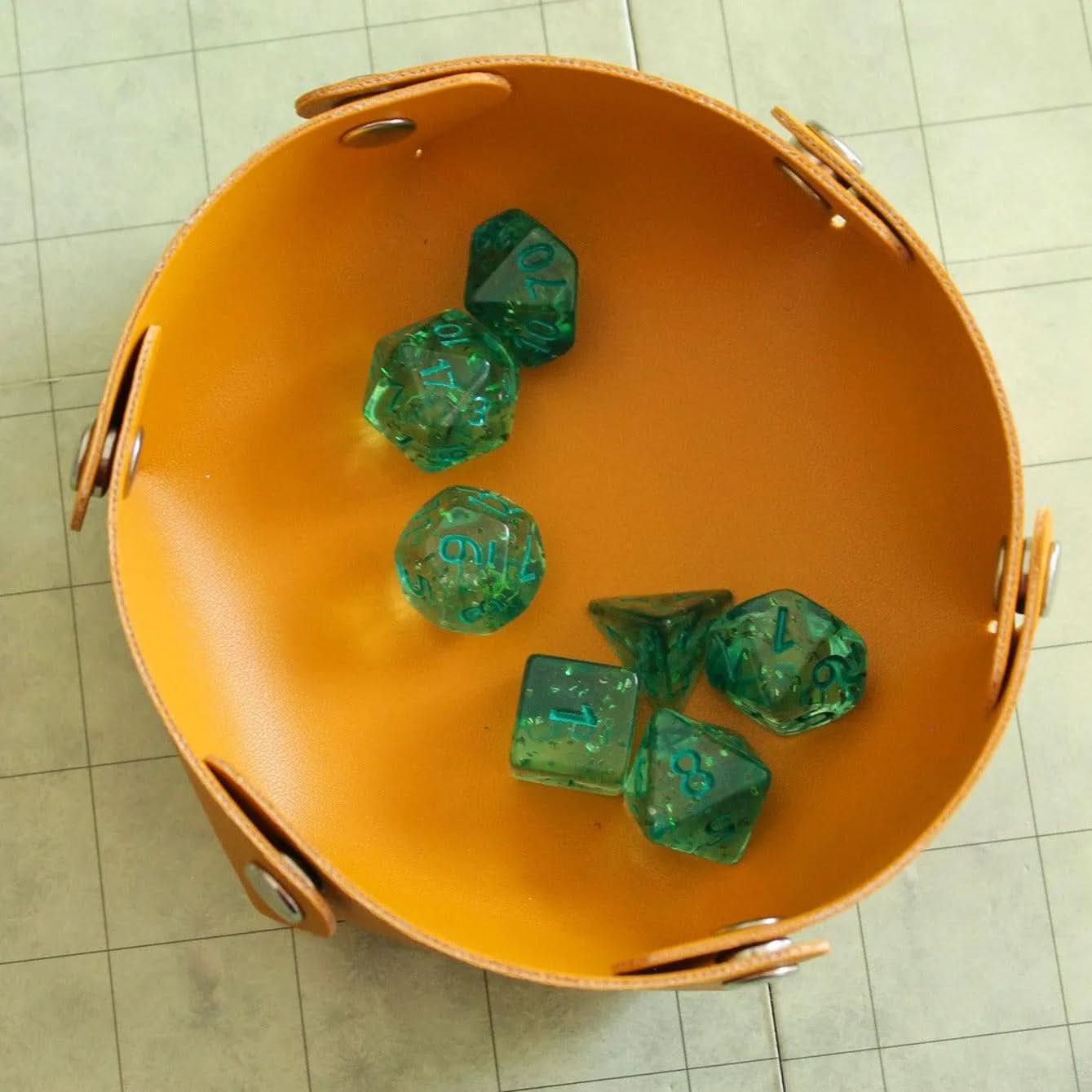 Green Glitter Dice Set | Transparent Dice for TTRPG  |    See Through Dice (7) | Polyhedral Green Dice