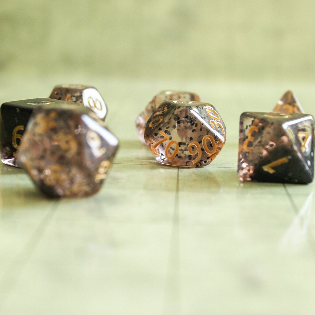Black Glitter DnD Dice Set | Dungeons and Dragons Dice (7) | Polyhedral Dice - MysteryDiceGoblins