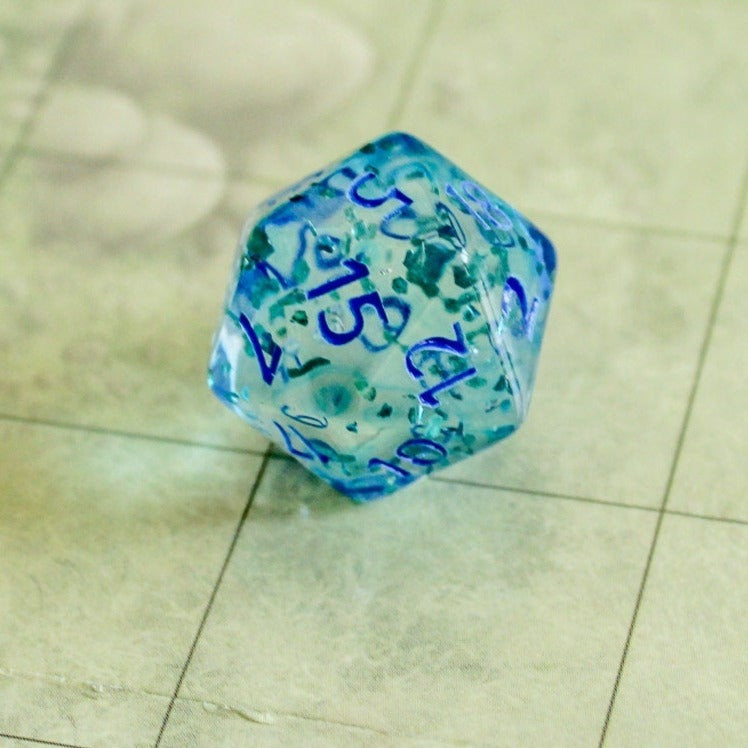 Glitter Blue DnD Dice Set | Dungeons and Dragons Blue Dice (7) | Polyhedral Dice