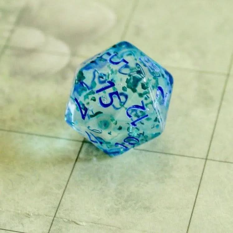 Glitter Blue TTRPG  Dice Set |    Blue Dice (7) | Polyhedral Dice