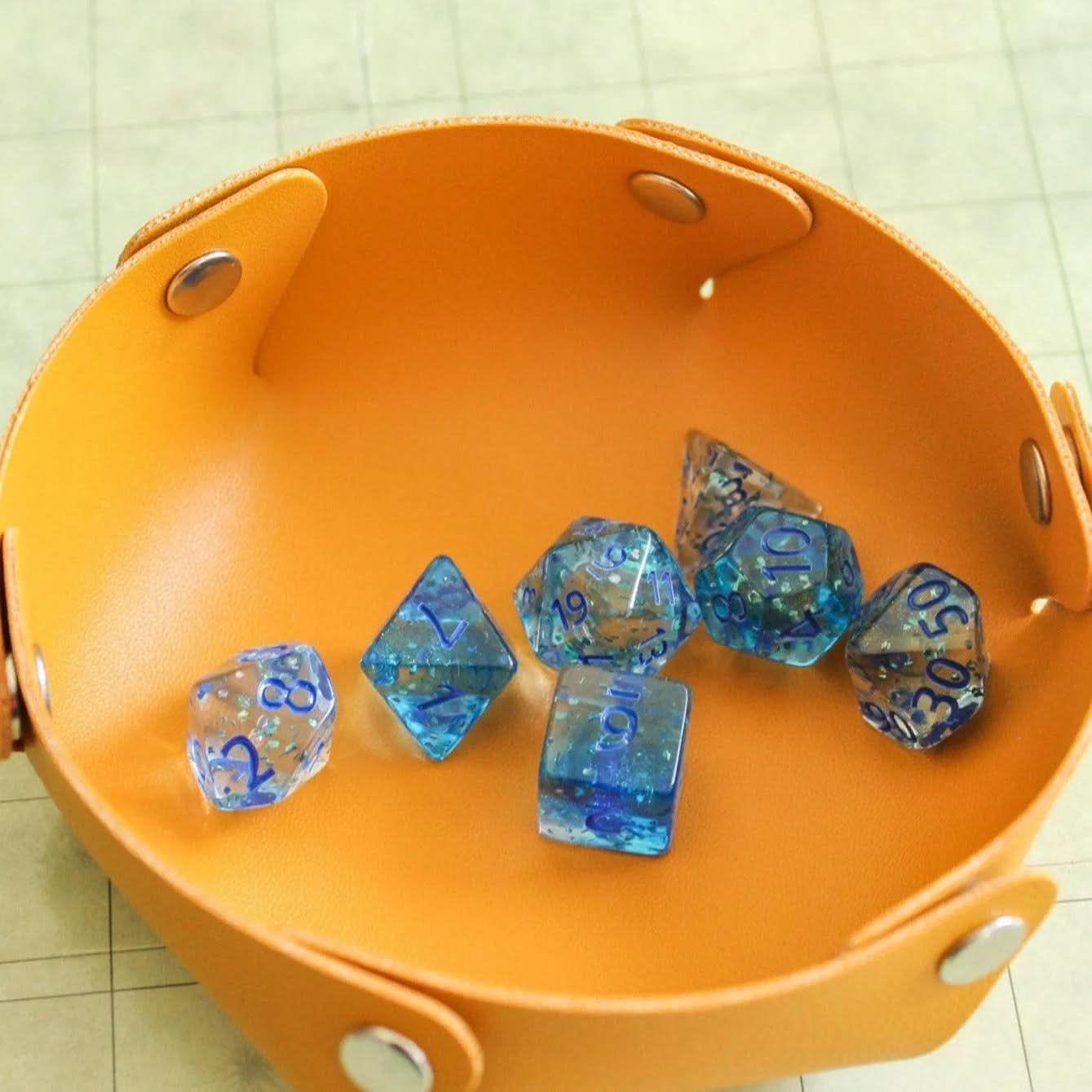 Glitter Blue TTRPG  Dice Set |    Blue Dice (7) | Polyhedral Dice
