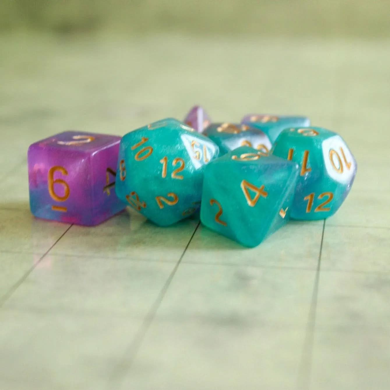 Purple and Blue Mermaid Dice Set