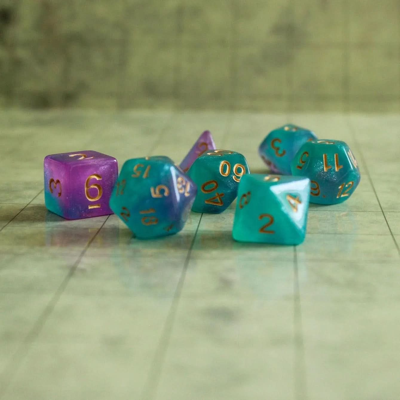Purple and Blue Mermaid Dice Set