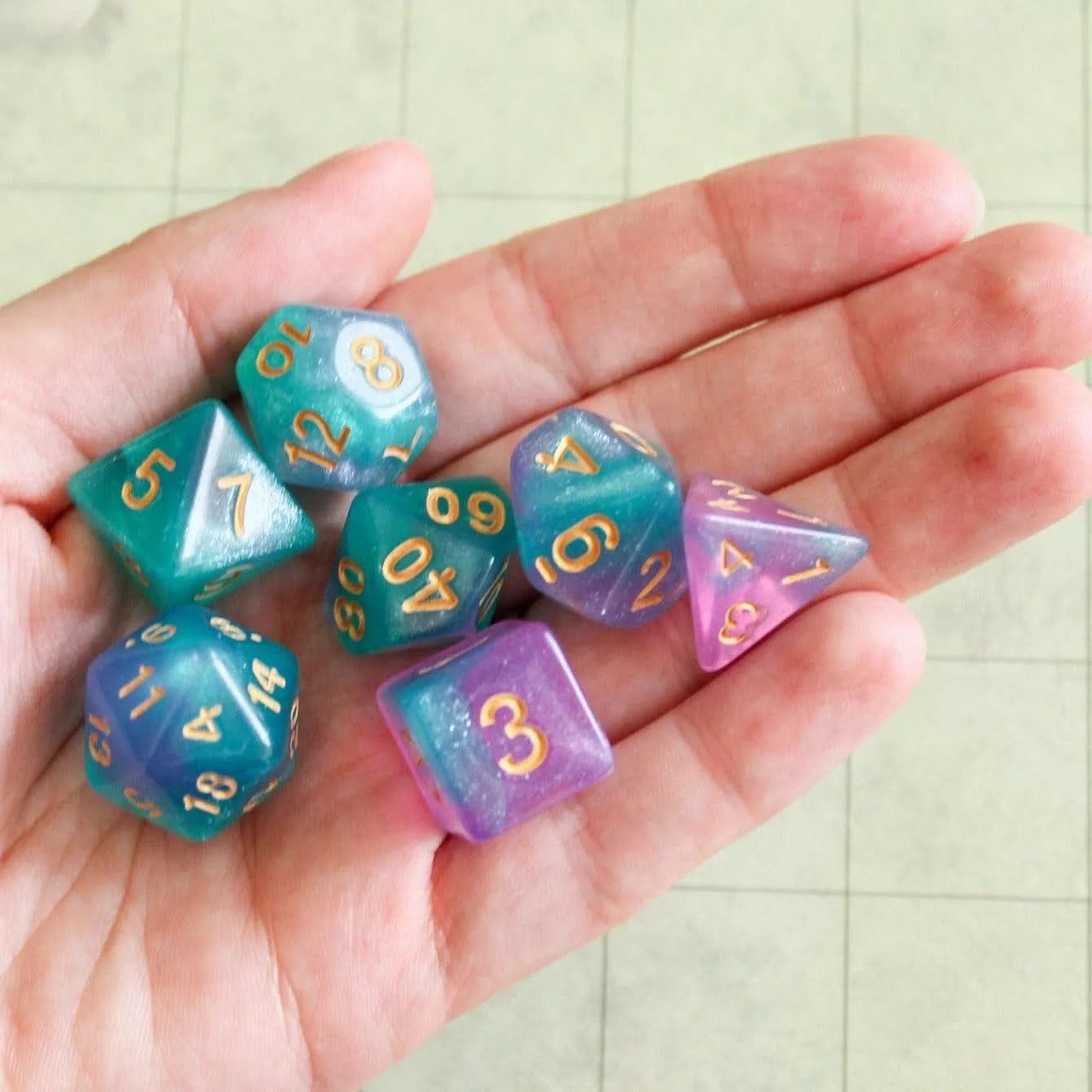 Purple and Blue Mermaid Dice Set