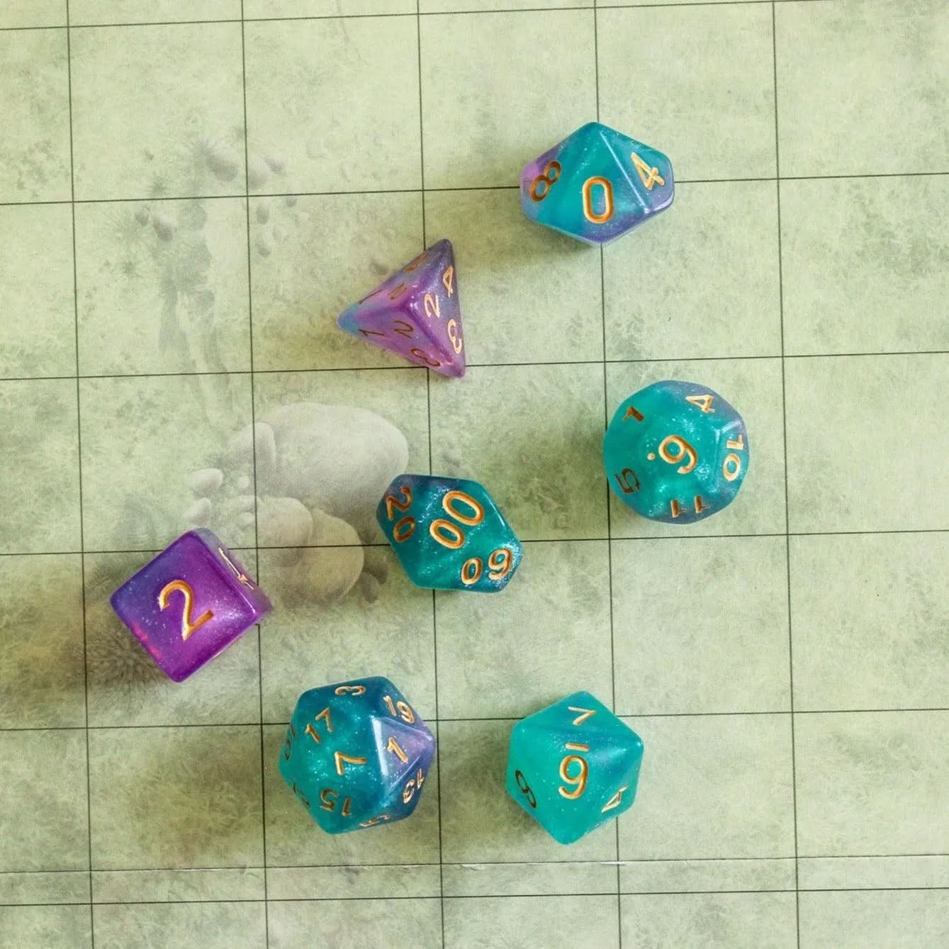 Purple and Blue Mermaid Dice Set