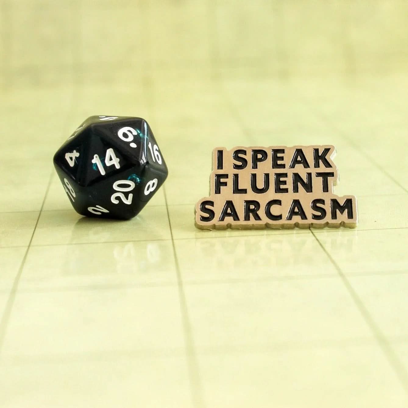 Dungeons and Dragons DnD Gift I Speak Fluent Sarcasm Badge Enamel Pin Broach D&D Sarcasm Sarcastic Gift Funny Humorous