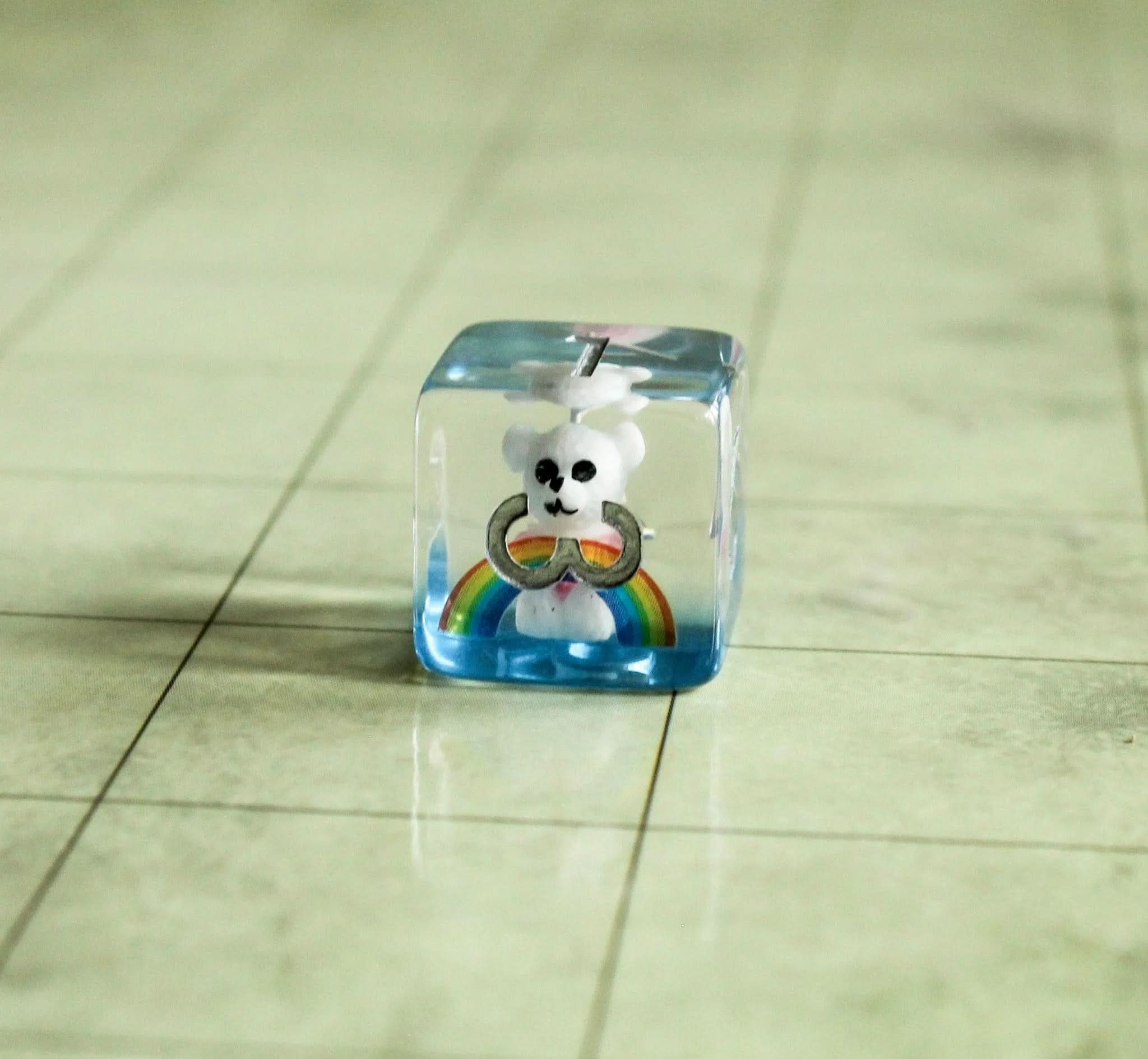 Rainbow Bear Clear DnD dice | Dungeons and Dragons Rainbow Clear Dice (7) | Polyhedral Rainbow Dice - MysteryDiceGoblins