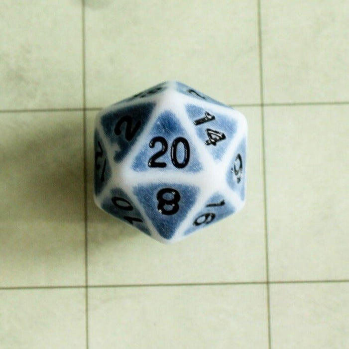 Archaic Blue and White DnD Dice Set | Dungeons and Dragons Blue Dice (7) | Polyhedral Dice Old Dice Faded Look Vintage