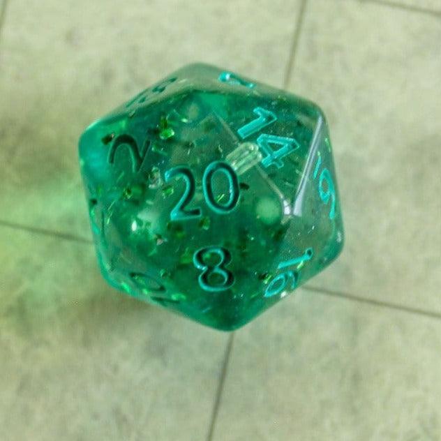 Green Glitter Dice Set | Transparent Dice for DnD | Dungeons and Dragons See Through Dice (7) | Polyhedral Green Dice