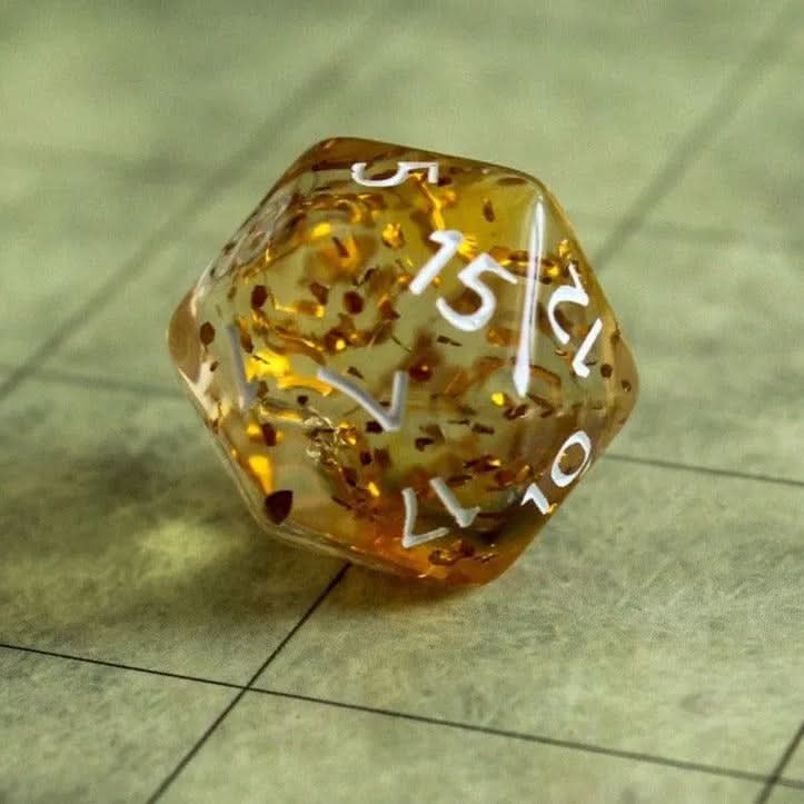 Yellow Glitter TTRPG  Dice Set |    Yellow Glitter See Through Transparent Dice (7) | Polyhedral Dice
