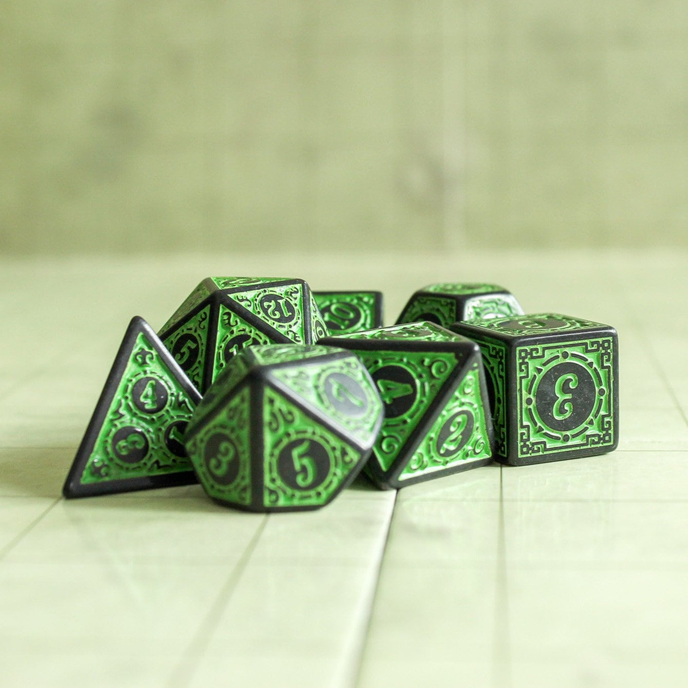 Green Zoltar DnD Dice Set – Mystery Dice Goblin