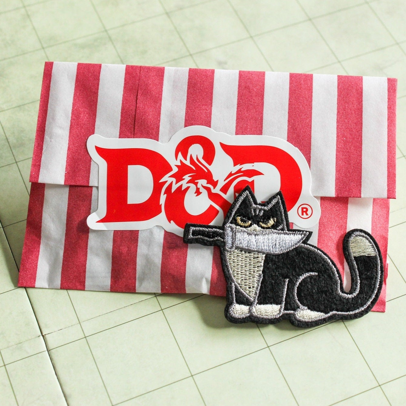Mystery Dagger Cat Patch Dungeons & Dragons Dungeon Embroidered Cat Patch - DnD - Humorous Cute Dnd - MysteryDiceGoblins