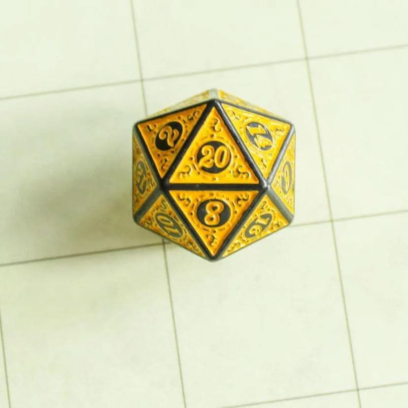 Yellow Zoltar TTRPG  Dice Set |    Yellow Zoltar Dice (7) | Polyhedral Dice | TTRPG  | Chunky Dice | Old Fahsioned | Black Lined - MysteryDiceGoblins