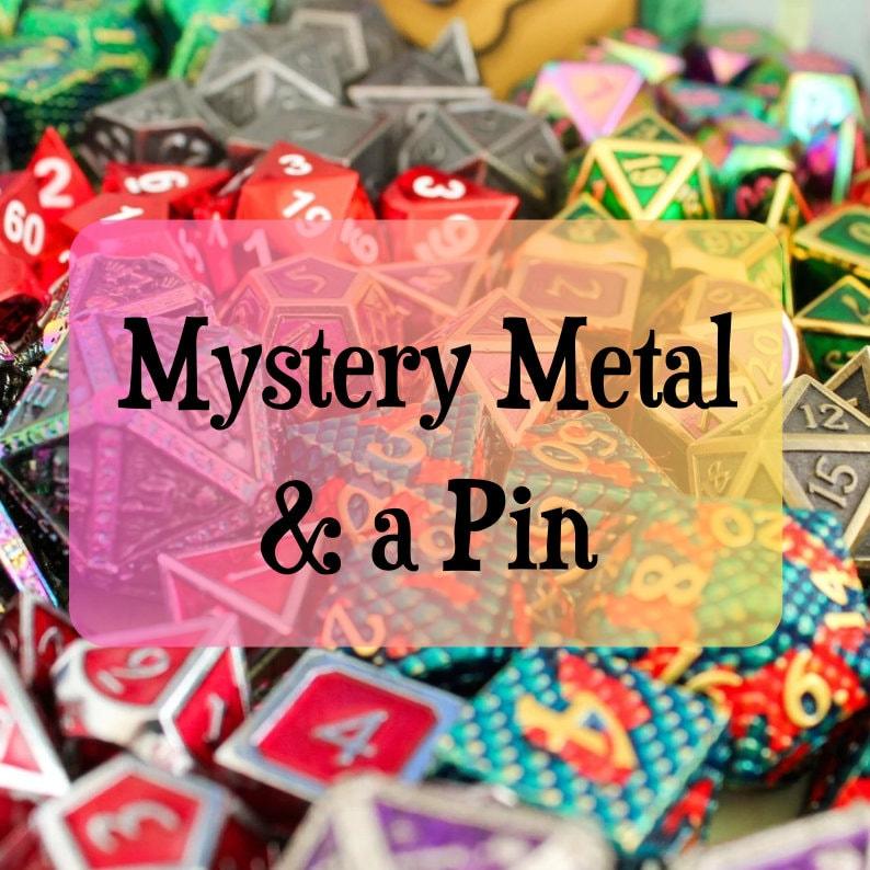 Mystery DnD Dice Blind Bag & Pin | Blind Bag of Dice | 7 Piece Polyhedral Dice Set | Pathfinder, Dungeons and Dragons, Tabletop Games