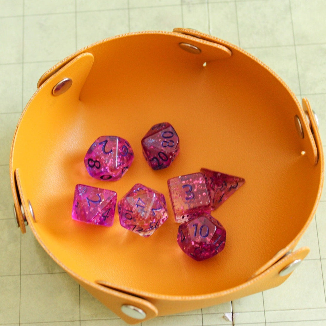 Purple Glitter DnD Dice Set | With glitter pieces inside | Dungeons and Dragons Purple Sparkly Dice (7) | Polyhedral Dice - MysteryDiceGoblins
