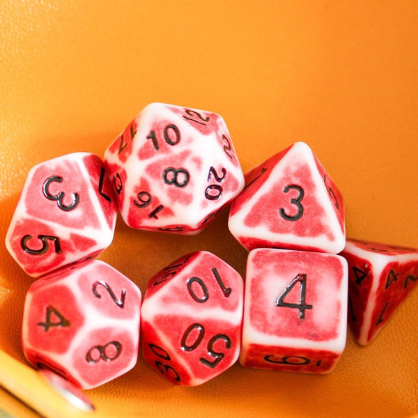dnd dice red which have been rolled - MysteryDiceGoblins