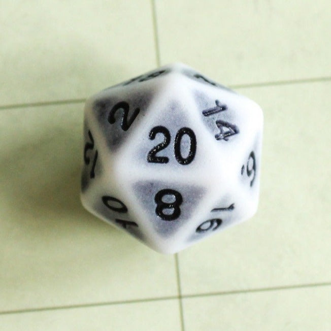 Archaic Gree DnD Dice Set | Dungeons and Dragons Grey Dice (7) | Polyhedral Dice Black and White Old Fashioned Vintage Dice - MysteryDiceGoblins