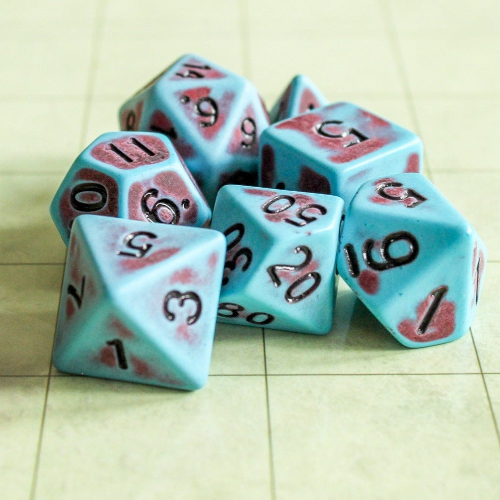 set of 7 polyhedral dice Red blue - MysteryDiceGoblins