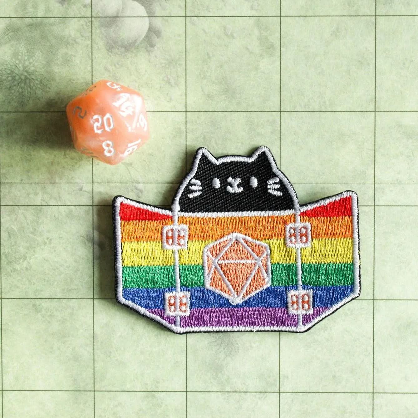 Dungeons & Dragons Dungeon Meowster Rainbow Flag Pride Embroidered Patch - TTRPG  LGBTQ+ - MysteryDiceGoblins