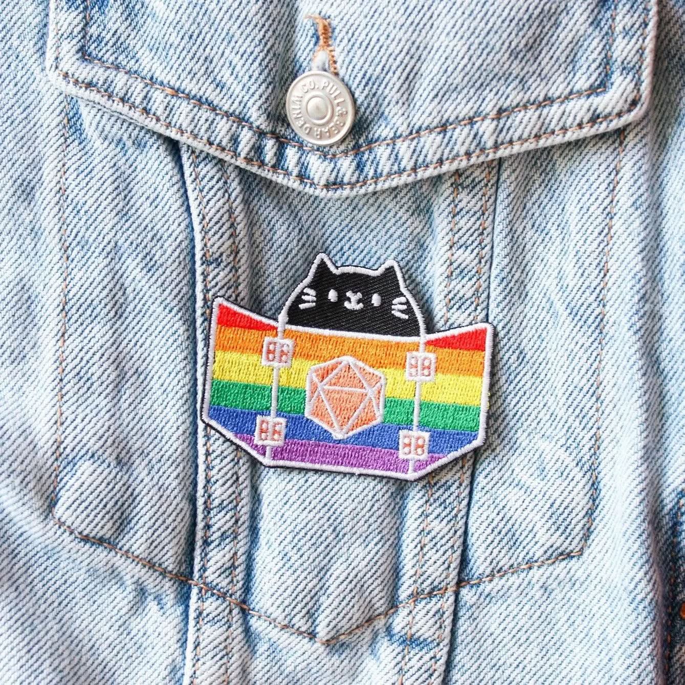 Dungeons & Dragons Dungeon Meowster Rainbow Flag Pride Embroidered Patch - TTRPG  LGBTQ+ - MysteryDiceGoblins