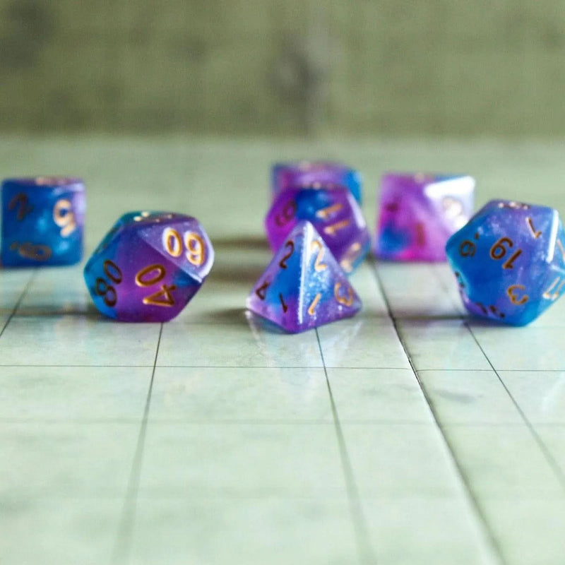 Pink and Blue Galaxy Dice Set
