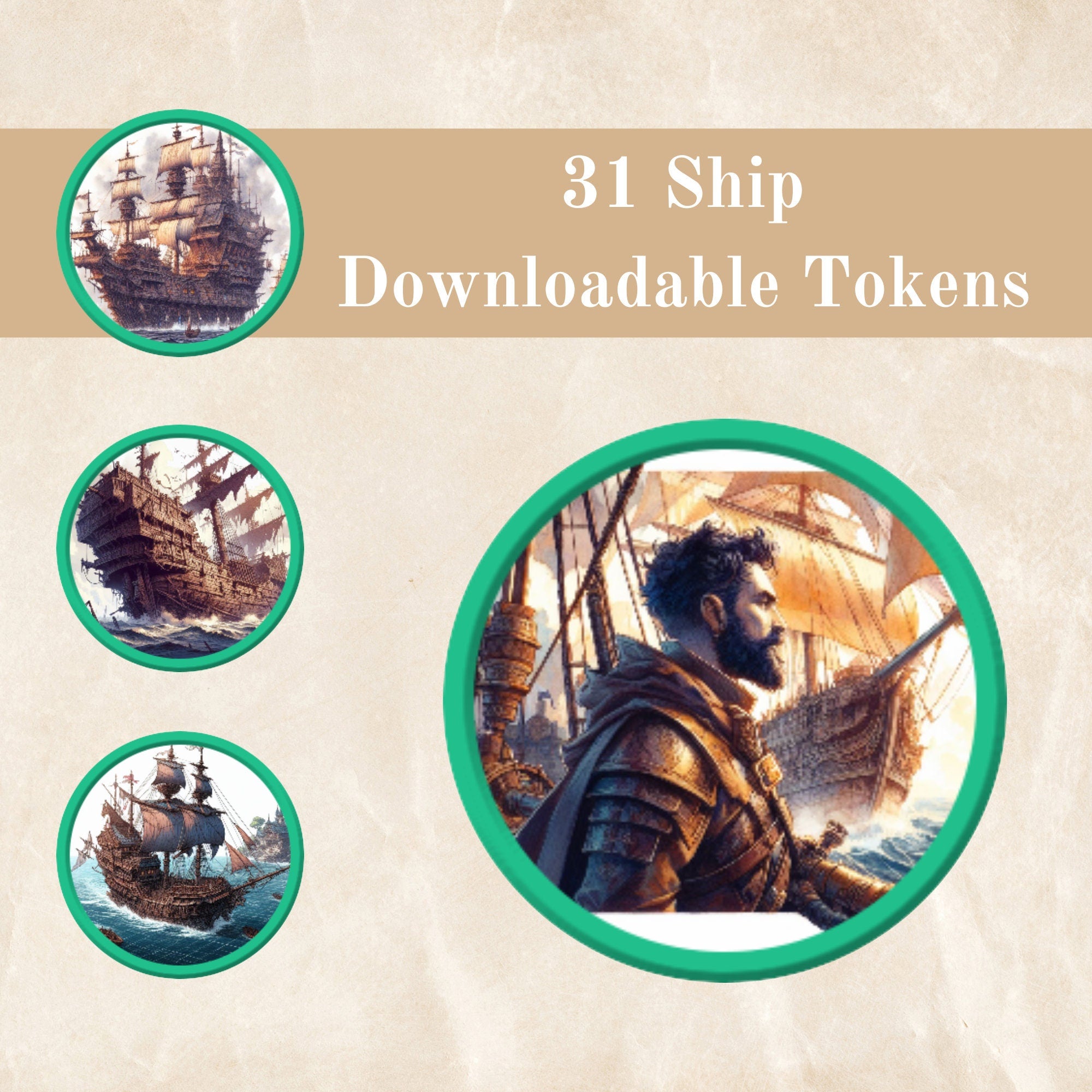 31 DnD Ship Tokens - Downloadable | Dungeons & Dragons Token | Roll20 | Foundry VTT | Fantasy Grounds | Battle Map Tokens - MysteryDiceGoblins