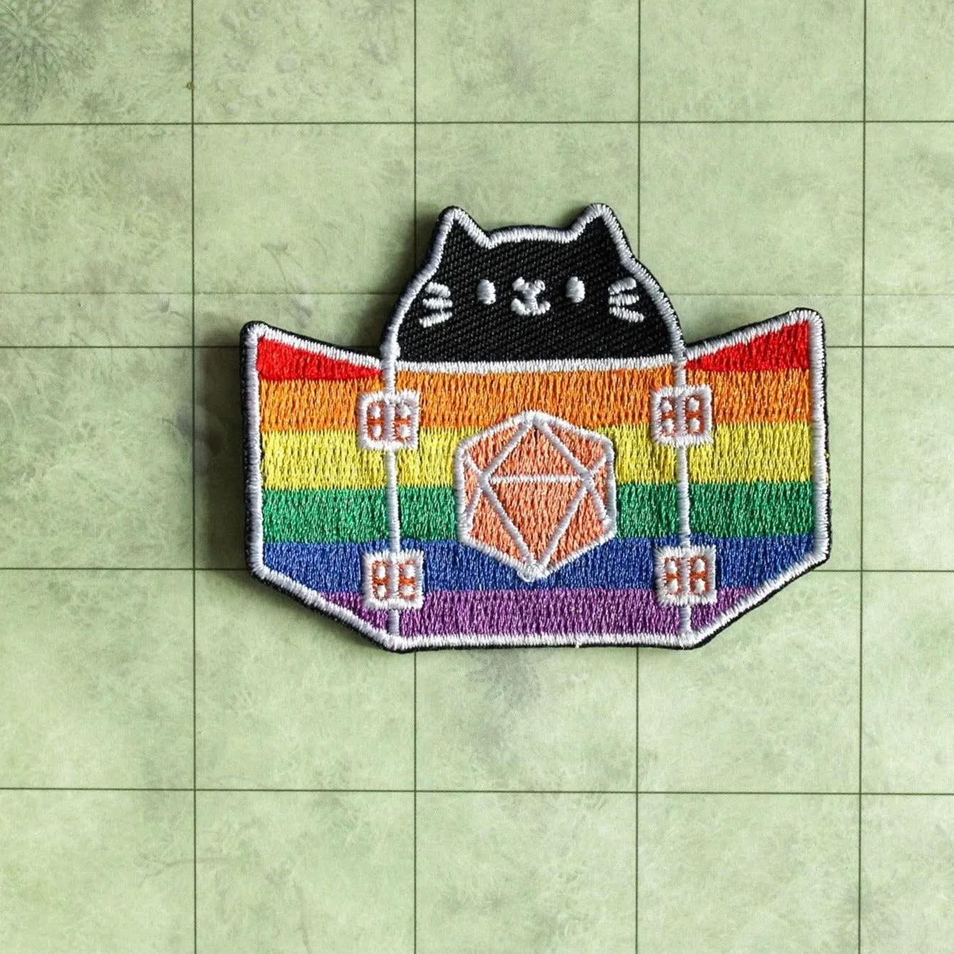 Dungeons & Dragons Dungeon Meowster Rainbow Flag Pride Embroidered Patch - TTRPG  LGBTQ+ - MysteryDiceGoblins