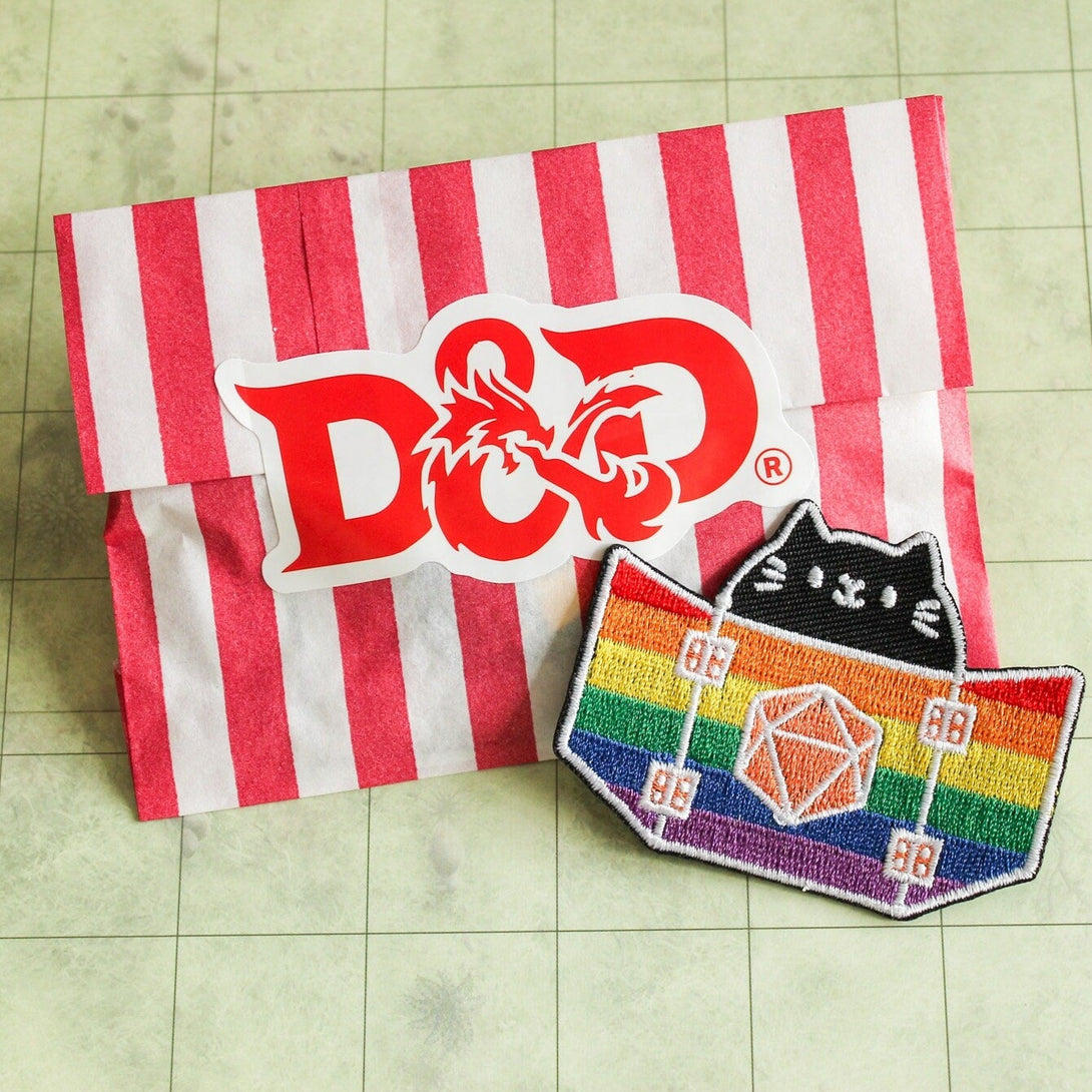 Dungeons & Dragons Dungeon Meowster Rainbow Flag Pride Embroidered Patch - DnD LGBTQ+ - MysteryDiceGoblins