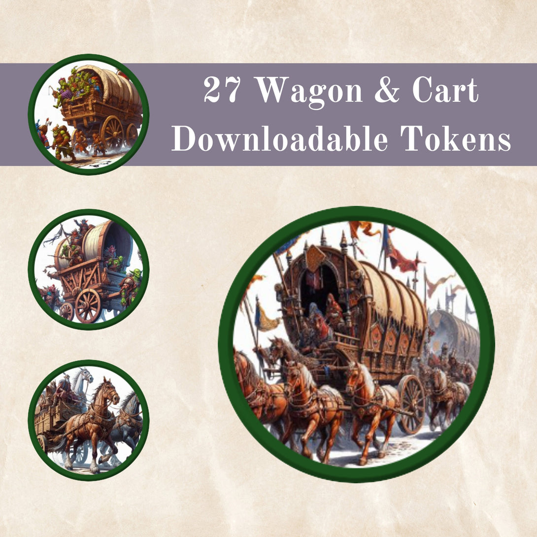 27 DnD Wagon Tokens - Downloadable | Dungeons & Dragons Token | Roll20 | Foundry VTT | Fantasy Grounds | Battle Map Tokens - MysteryDiceGoblins