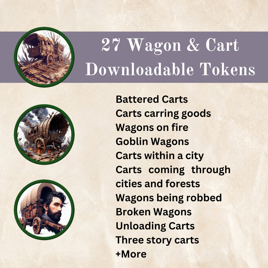 27 DnD Wagon Tokens - Downloadable | Dungeons & Dragons Token | Roll20 | Foundry VTT | Fantasy Grounds | Battle Map Tokens - MysteryDiceGoblins
