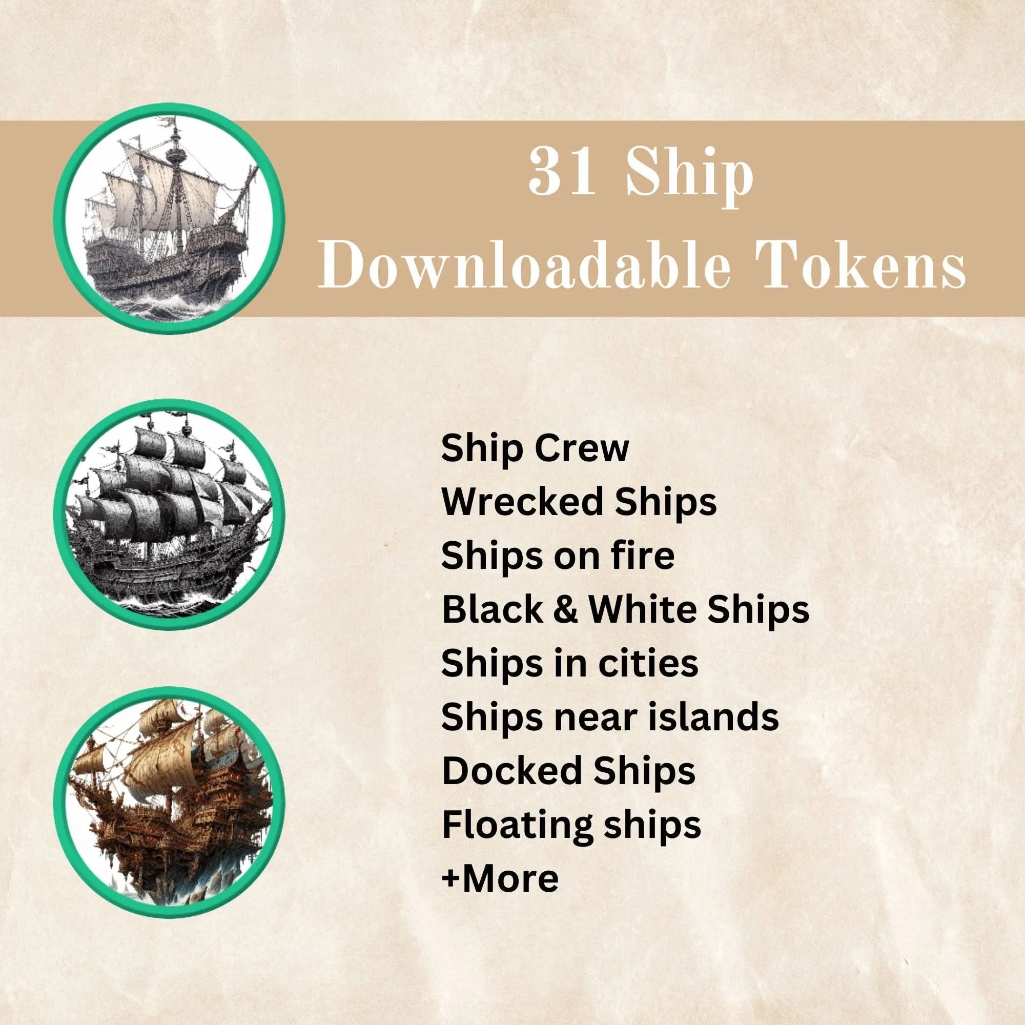 31 DnD Ship Tokens - Downloadable | Dungeons & Dragons Token | Roll20 | Foundry VTT | Fantasy Grounds | Battle Map Tokens - MysteryDiceGoblins