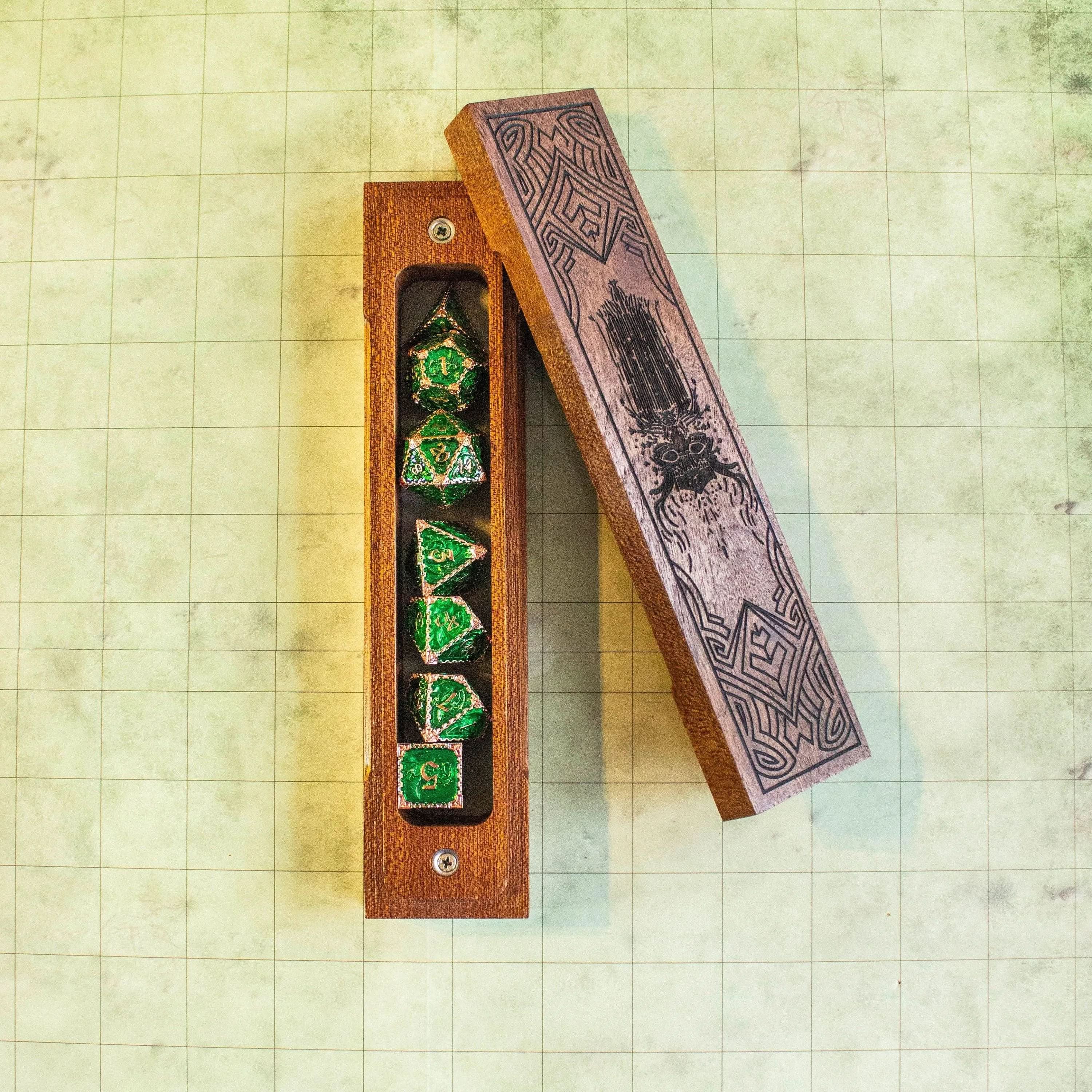 Wooden Engraved Dice Case