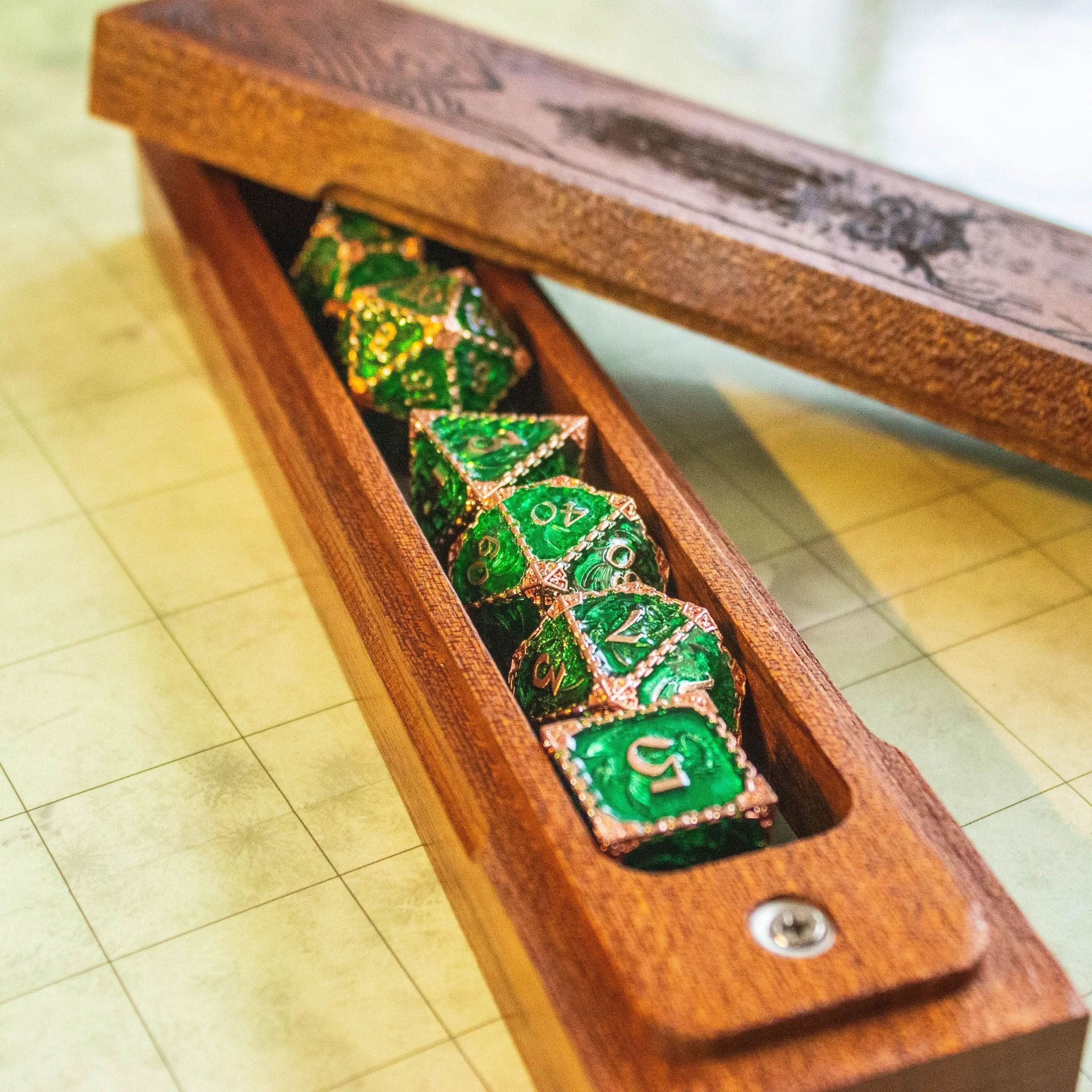 Wooden Engraved Dice Case