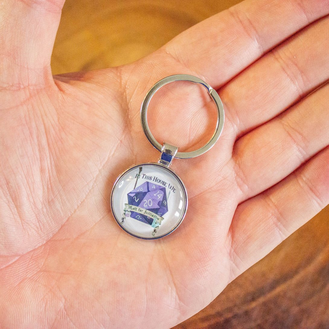 D20 Dice Purple Keyring Cute Dnd Gift - D20 Dice DnD Key Chain - Key Ring DnD and other Tabletop RPGs - MysteryDiceGoblins